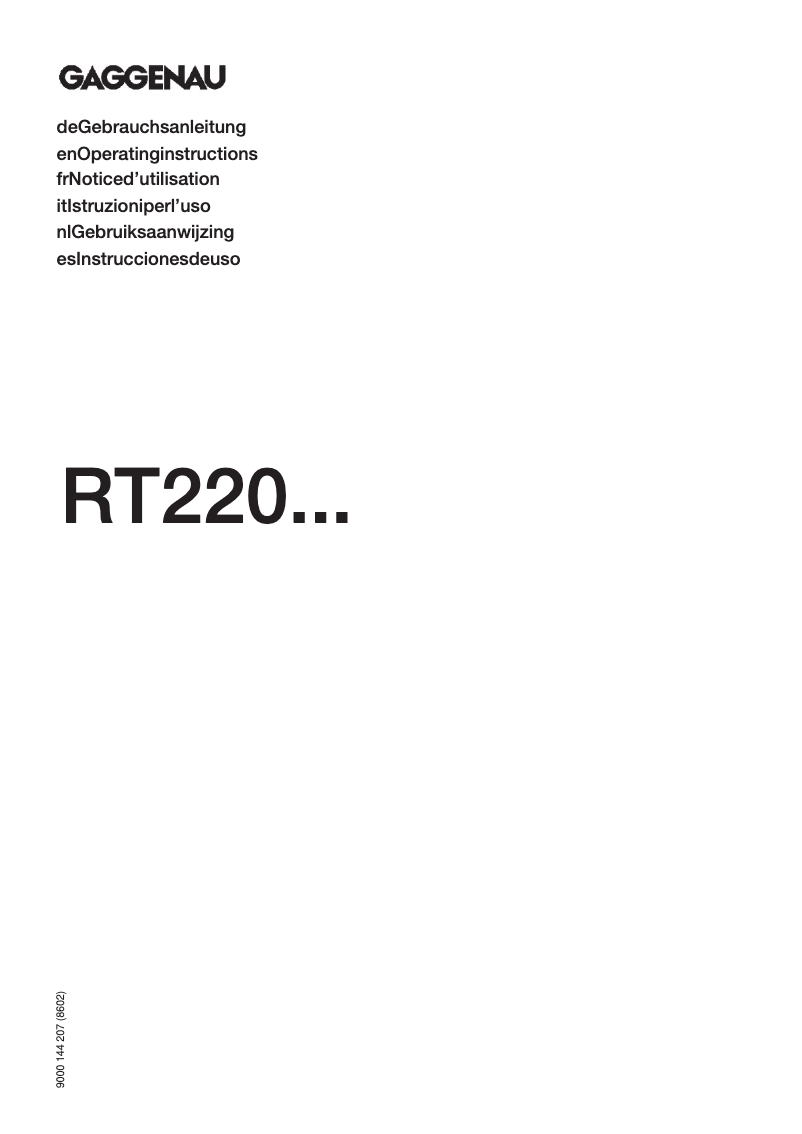 Page 1 de la notice Manuel utilisateur Gaggenau RT 220 200