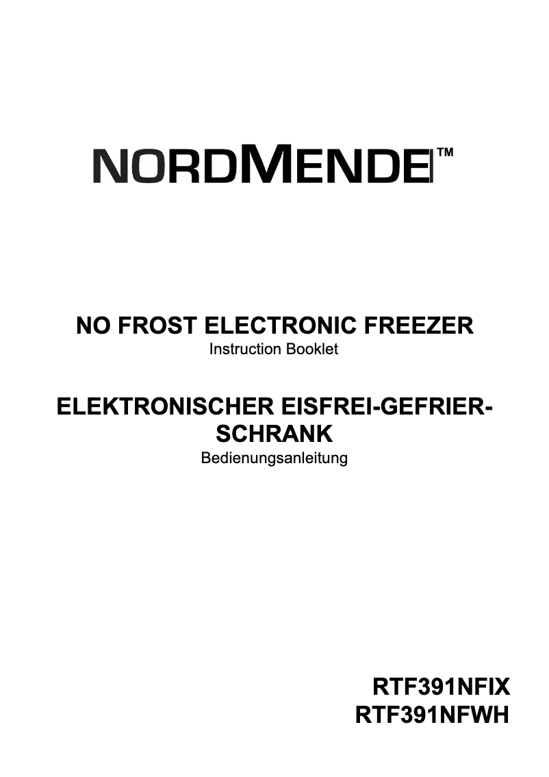 Page 1 de la notice Manuel utilisateur Nordmende RTF391NFWH