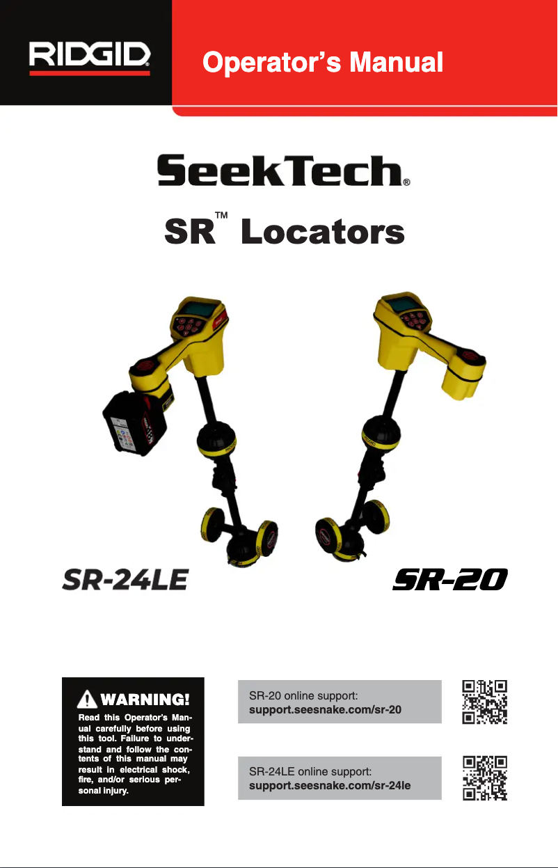 Page n°1 - Manuel utilisateur Ridgid SeekTech SR-24LE