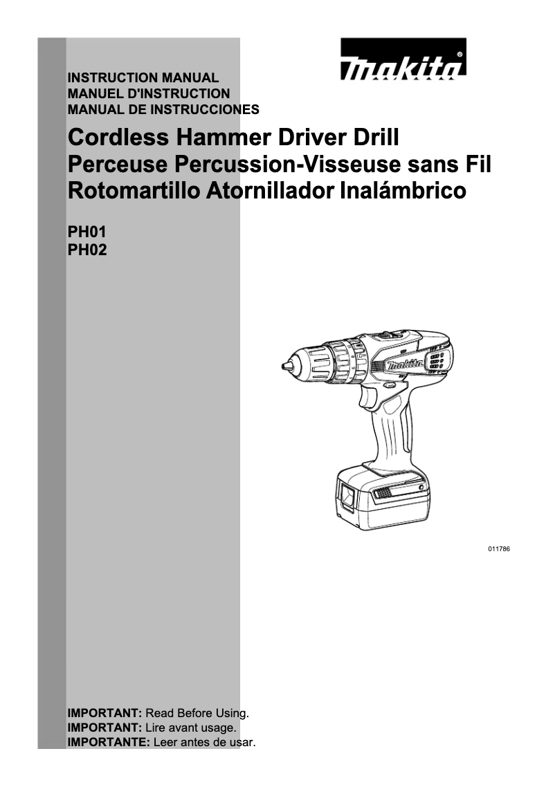 Page 1 de la notice Manuel utilisateur Makita PH02