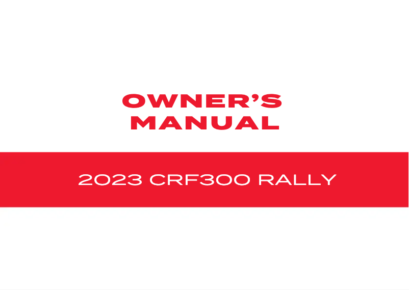 Página 1 del manual Manual de usuario Honda Rally CRF300 (2023)