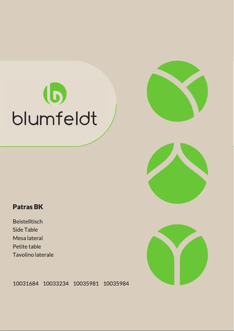 Page 1 de la notice Manuel utilisateur Blumfeldt Patras