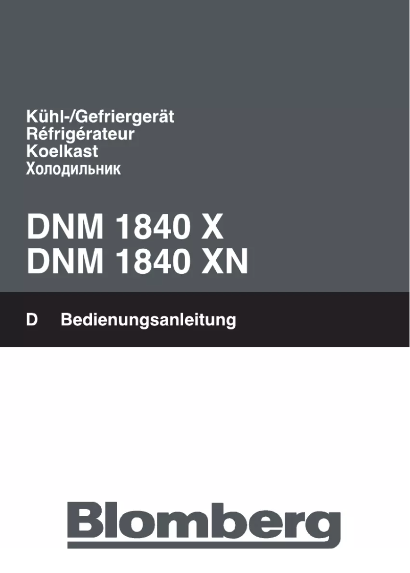 Page n°1 - Manuel utilisateur Blomberg DNM 1840 X
