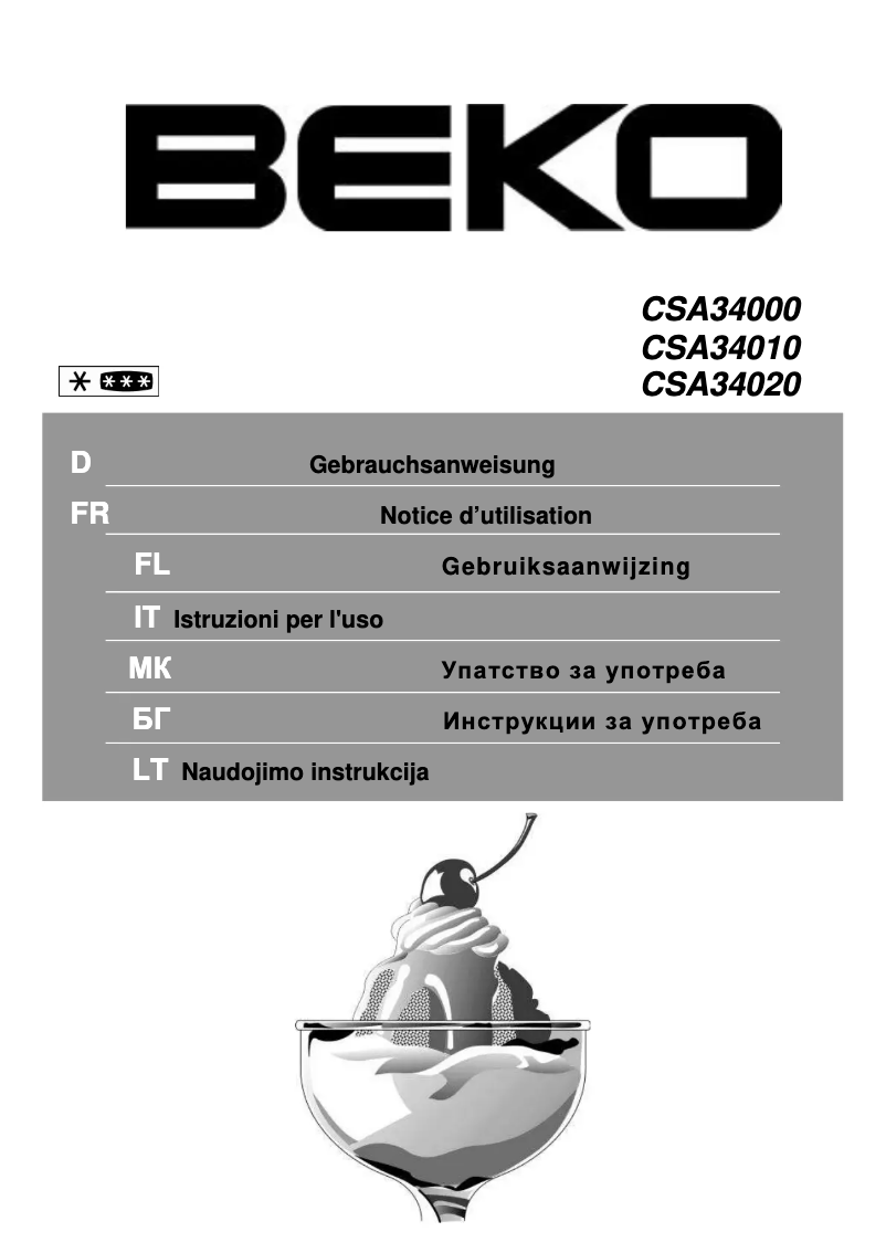 Page 1 de la notice Manuel utilisateur Beko CSA34010