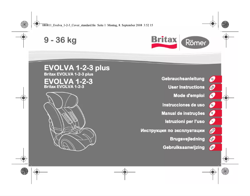 Page 1 de la notice Manuel utilisateur Römer EVOLVA 1-2-3 plus