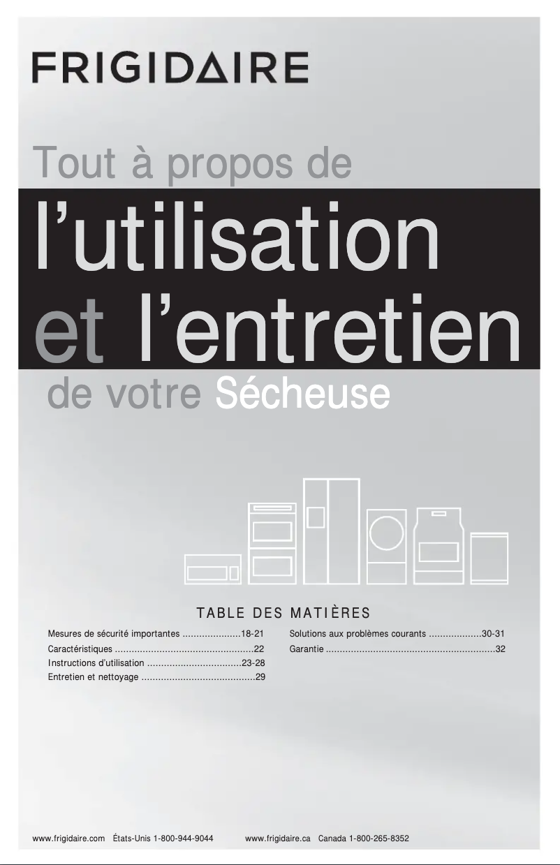 Page 1 de la notice Manuel utilisateur Frigidaire FFQG5100PW