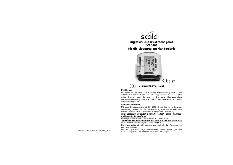 Image de la première page du manuel de l'appareil SC 6400