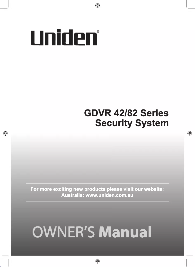 Page n°1 - Manuel utilisateur Uniden GDVR4240