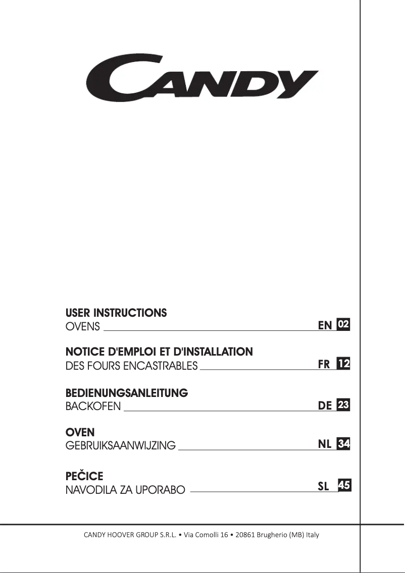 Page n°1 - Manuel utilisateur Candy FCT200N/E