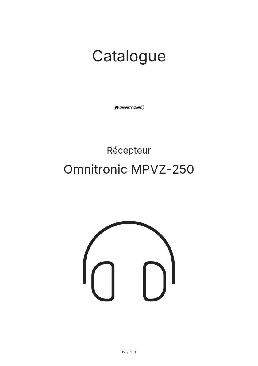 Image de la première page du manuel de l'appareil MPVZ-250
