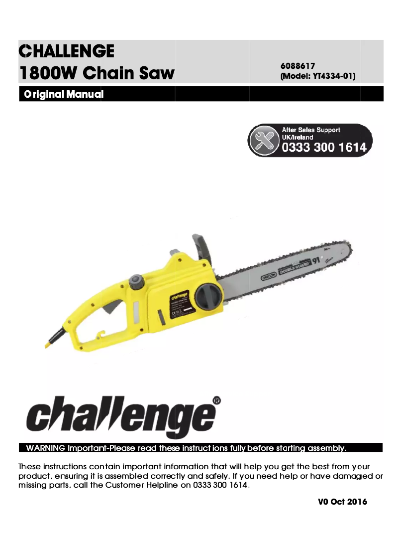 Page 1 de la notice Manuel utilisateur Challenge YT4334-01