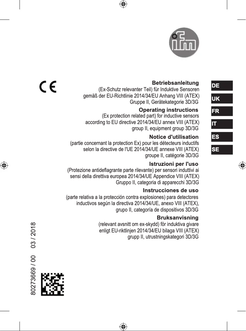 Page n°1 - Manuel utilisateur IFM IF508A