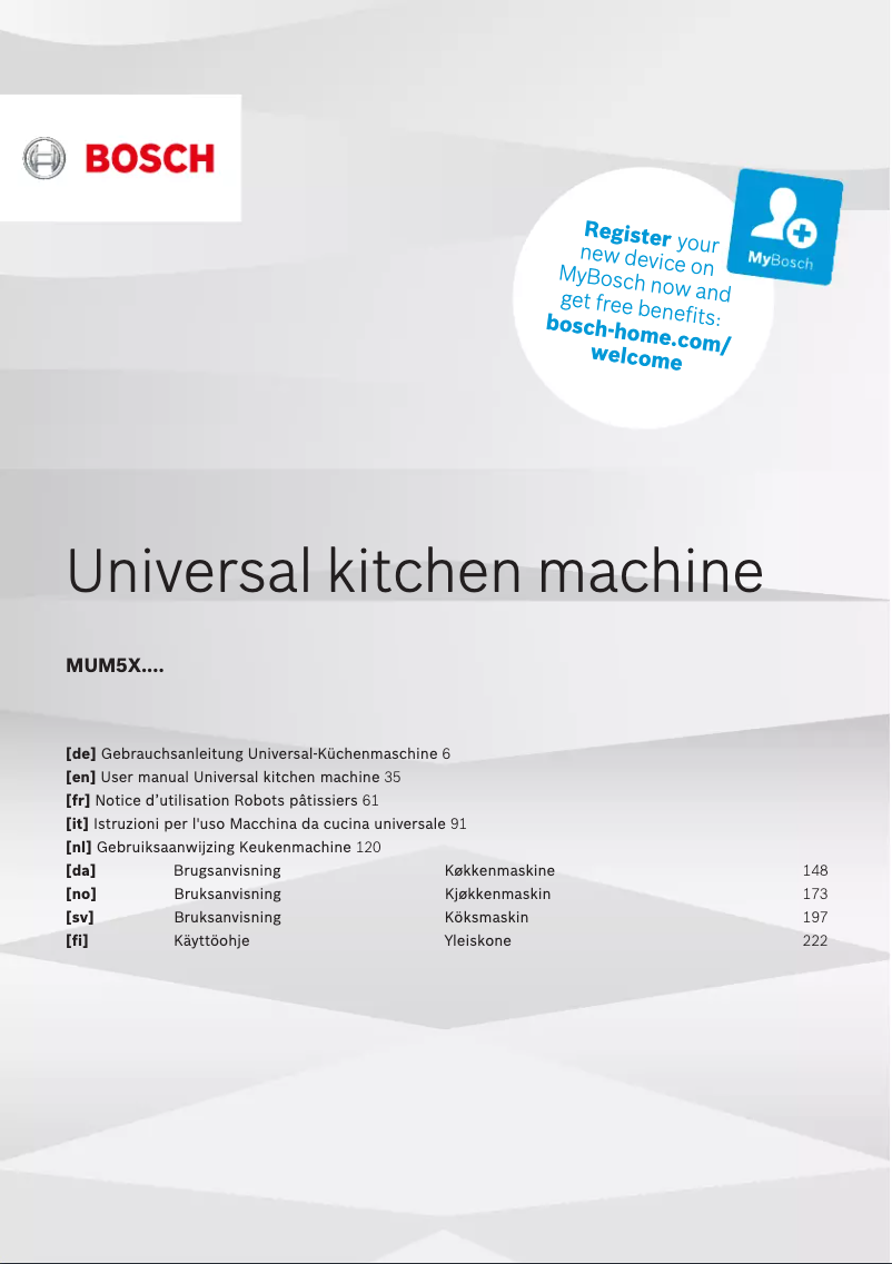 Page n°1 - Manuel utilisateur Bosch MUM5XW10