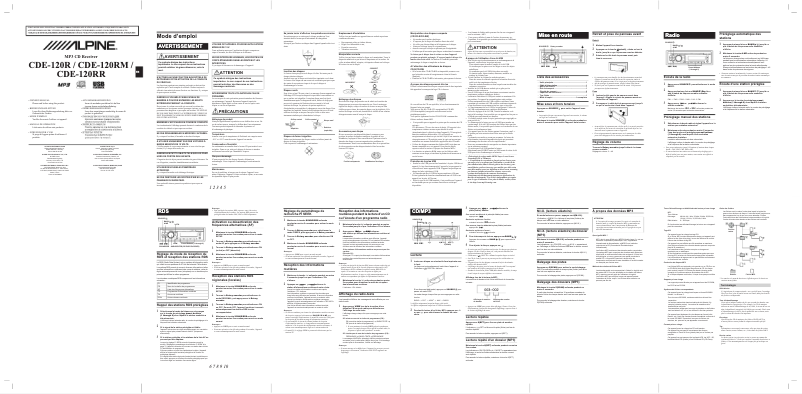 Image de la première page du manuel de l'appareil CDE-120RM