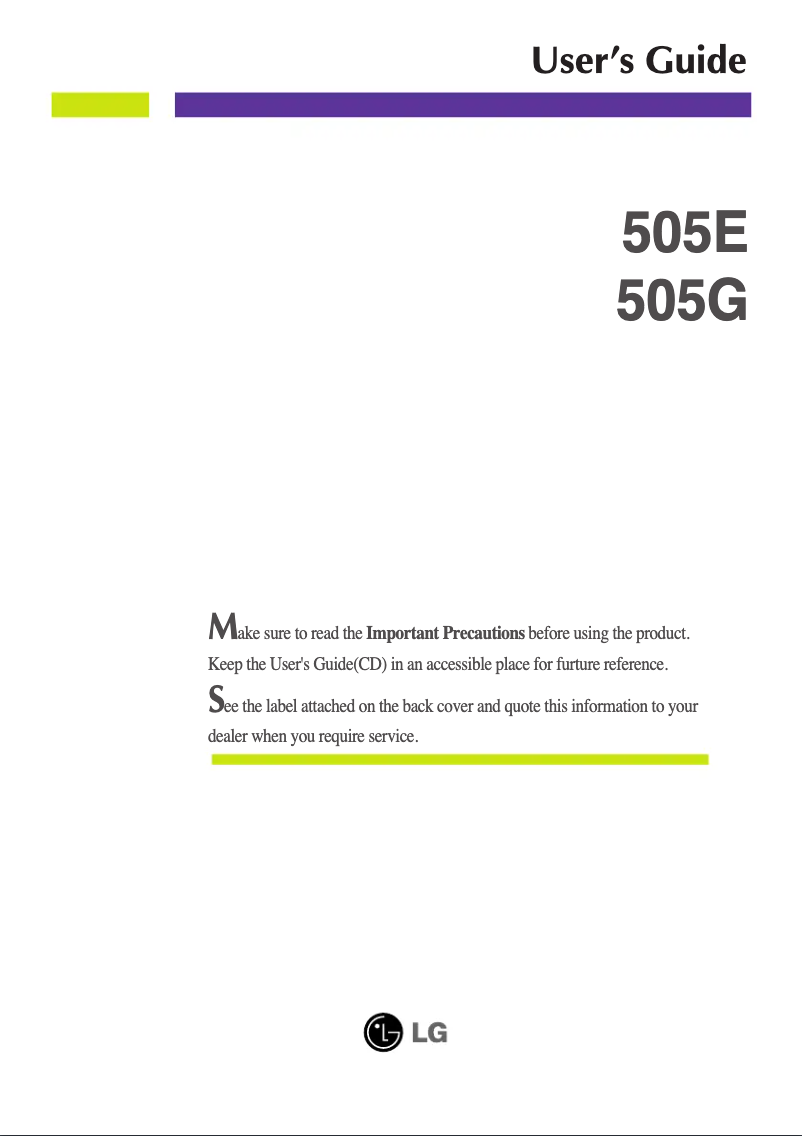 Page n°1 - Manuel utilisateur LG 505E