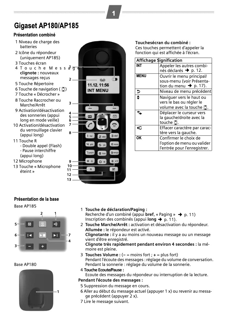 Image de la première page du manuel de l'appareil Gigaset AP180