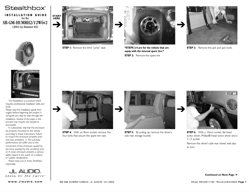 Image de la première page du manuel de l'appareil Stealthbox SB-GM-HUMRH2/12W6v3/TN