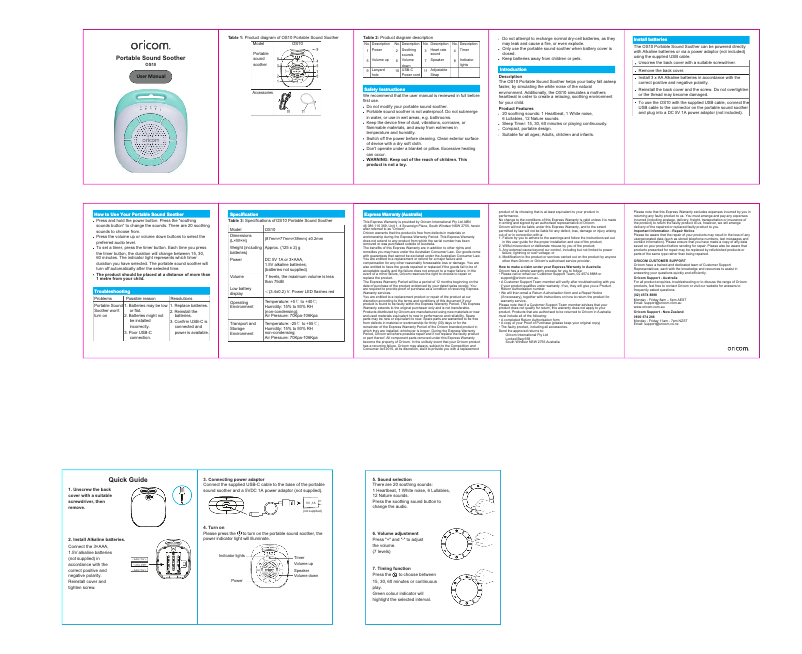 Page 1 de la notice Manuel utilisateur Oricom OS10