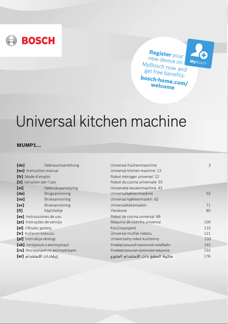 Page n°1 - Manuel utilisateur Bosch MUMP1000