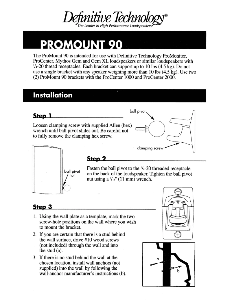 Page n°1 - Manuel utilisateur Definitive Technology ProMount 90