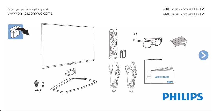 Page 1 de la notice Guide de démarrage rapide Philips 6000 series 55PFS6409