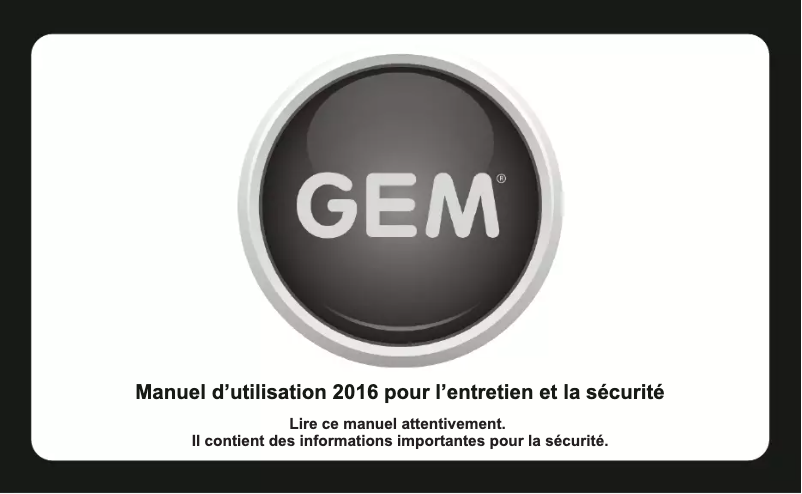 Page 1 de la notice Manuel utilisateur GEM INTL (2016)