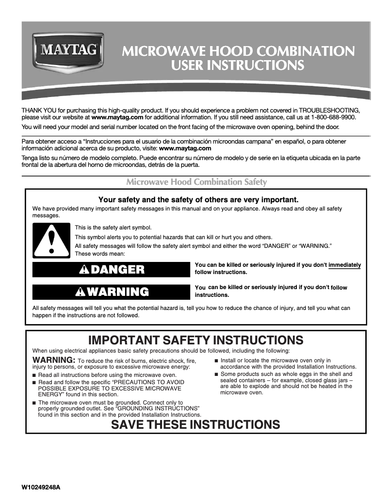 Page 1 de la notice Manuel utilisateur Maytag MMV6180WS