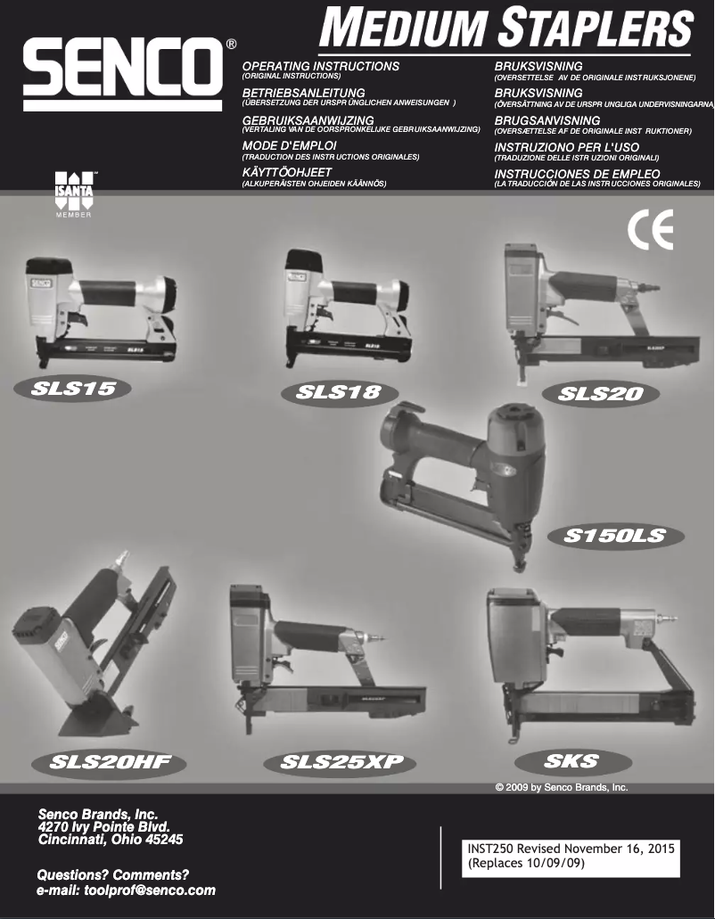 Page 1 de la notice Manuel utilisateur Senco SLS25XP