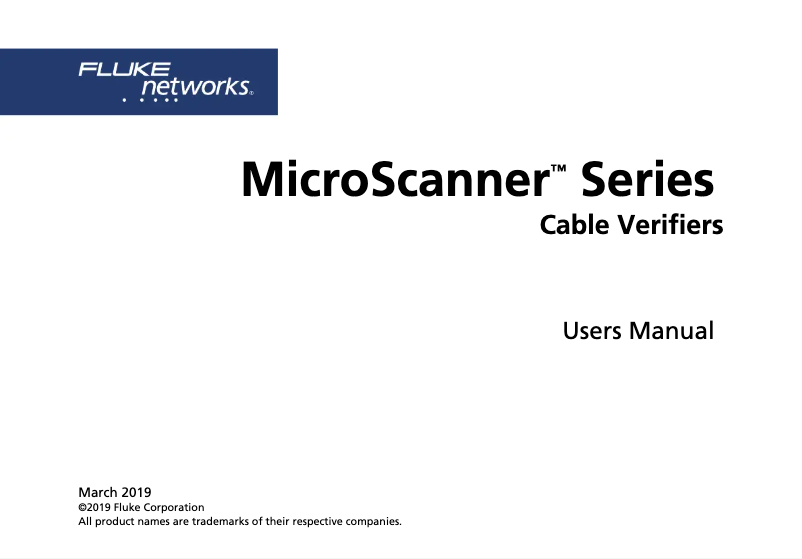 Page n°1 - Manuel utilisateur Fluke MicroScanner Networks 2