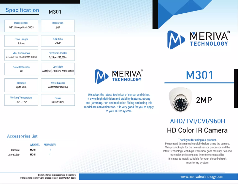 Page n°1 - Manuel utilisateur Meriva M301