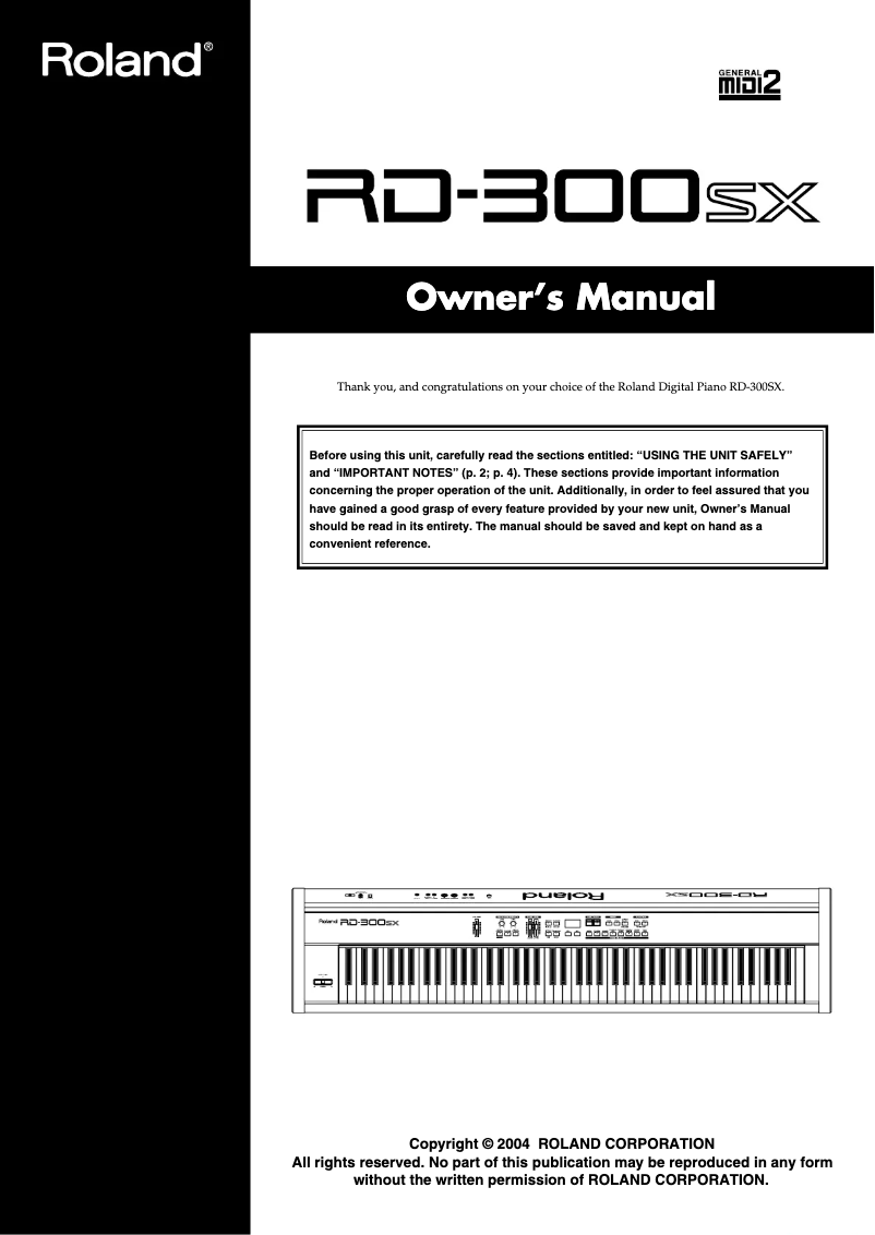Page 1 de la notice Manuel utilisateur Roland RD-300SX