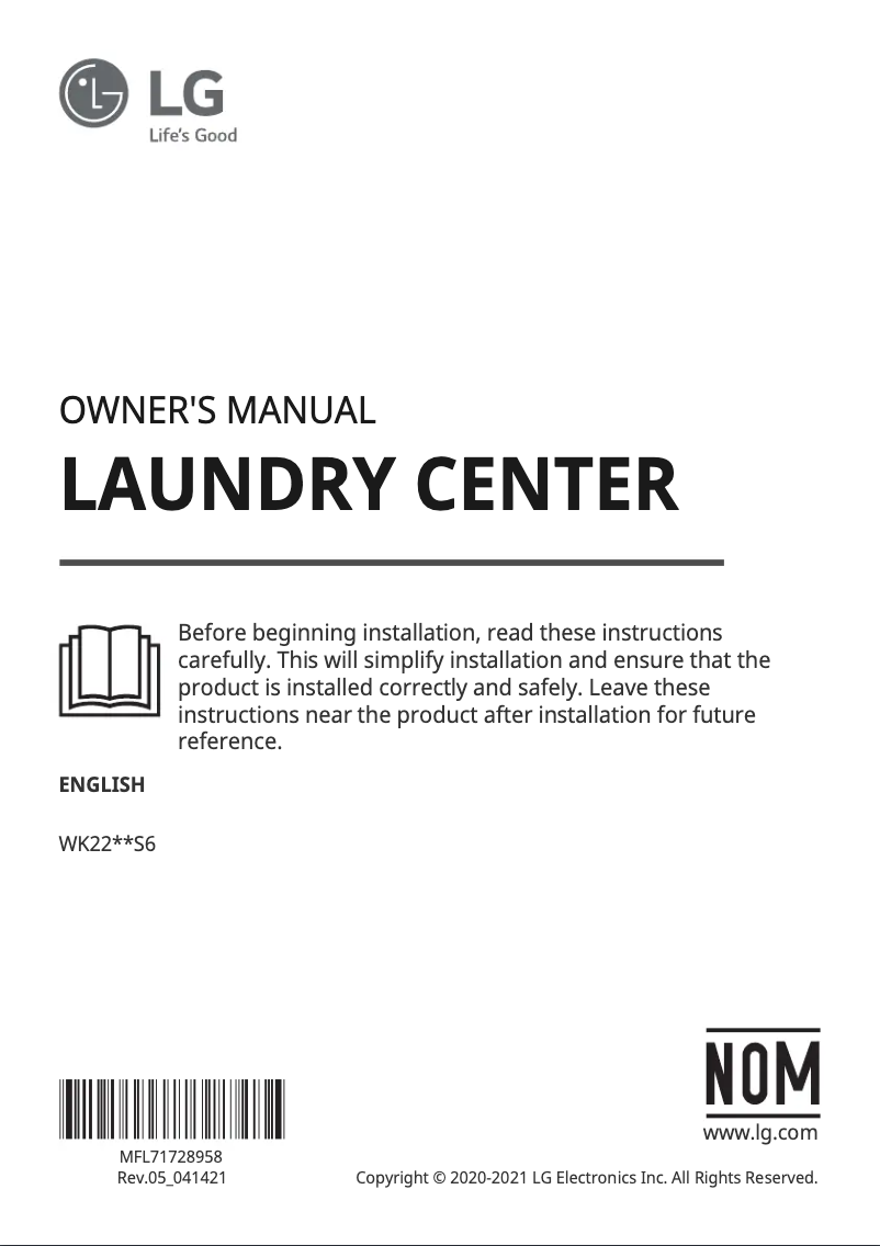 Página 1 del manual Manual de usuario LG WK22VKS6