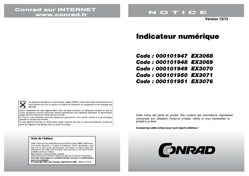 Image de la première page du manuel de l'appareil EX3071