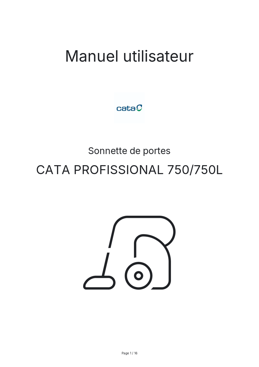 Page n°1 - Manuel utilisateur CATA PROFISSIONAL 750/750L