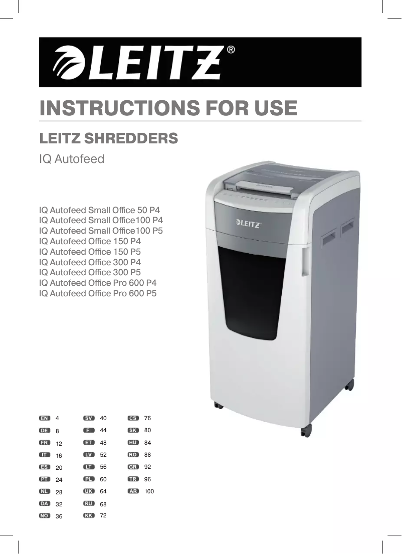 Page 1 of the manual User Manual Leitz IQ Auto+ Office 300 P4