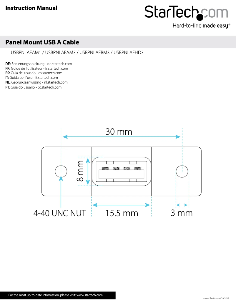 Page n°1 - Manuel utilisateur StarTech.com USBPNLAFAM3