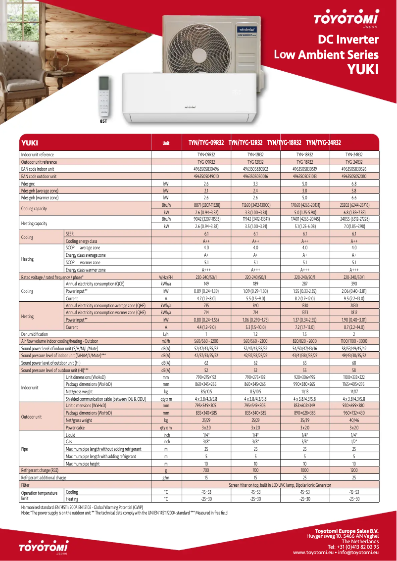 Page n°1 - Fiche technique Toyotomi TYN/TYG-12R32