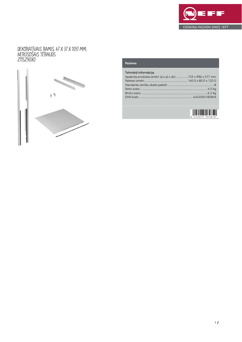 Page 1 de la notice Manuel utilisateur Neff Z11SZ90X0