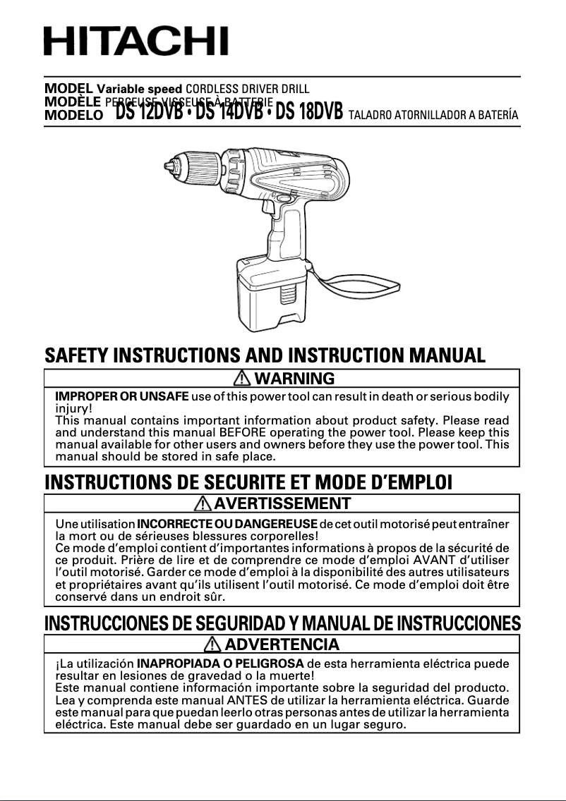 Page n°1 - Manuel utilisateur Hitachi DS 12DVB