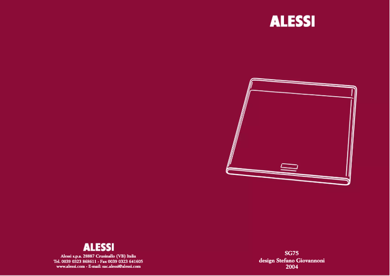 Page n°1 - Manuel utilisateur Alessi SG75