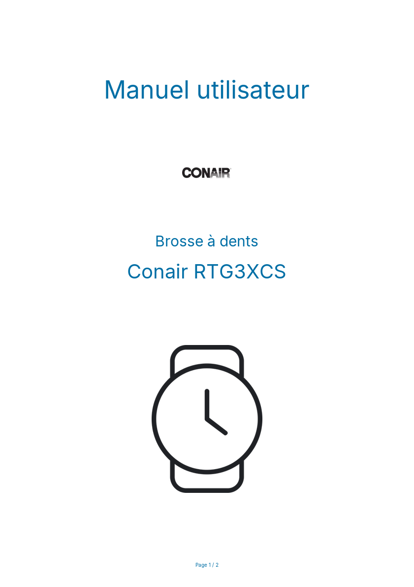 Page n°1 - Manuel utilisateur Conair RTG3XCS
