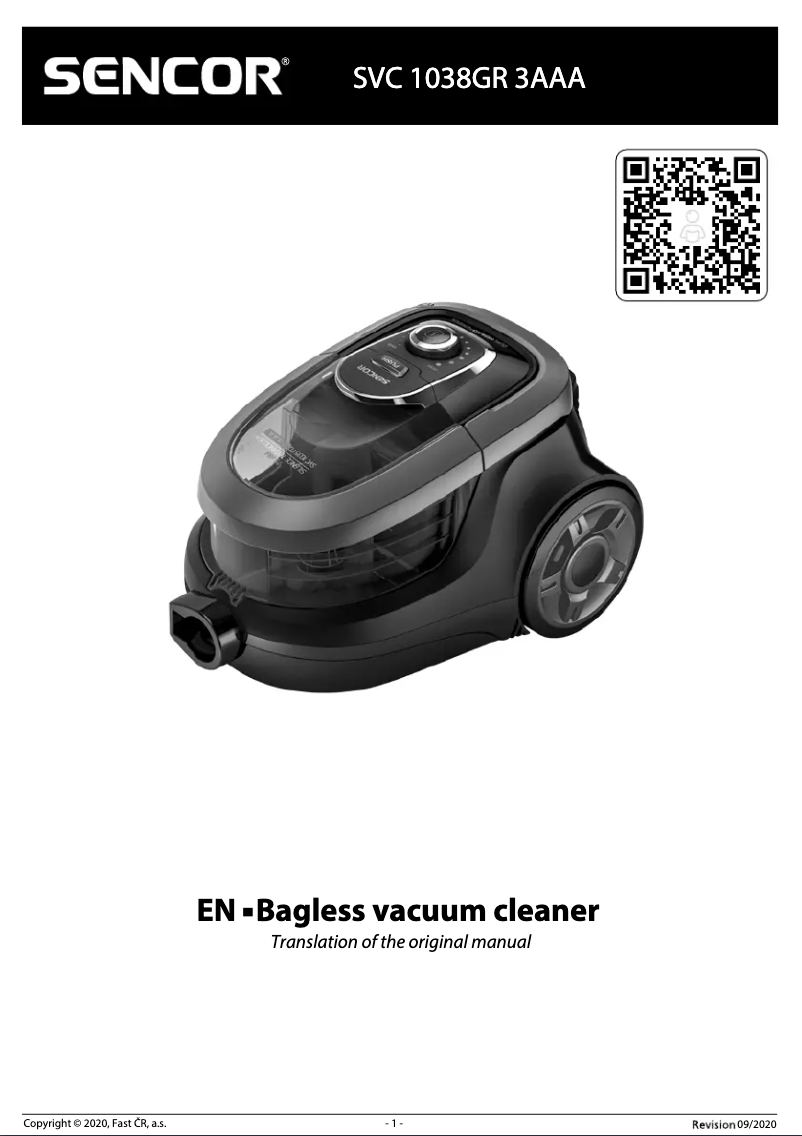 Page n°1 - Manuel utilisateur Sencor SVC 1038GR 3AAA