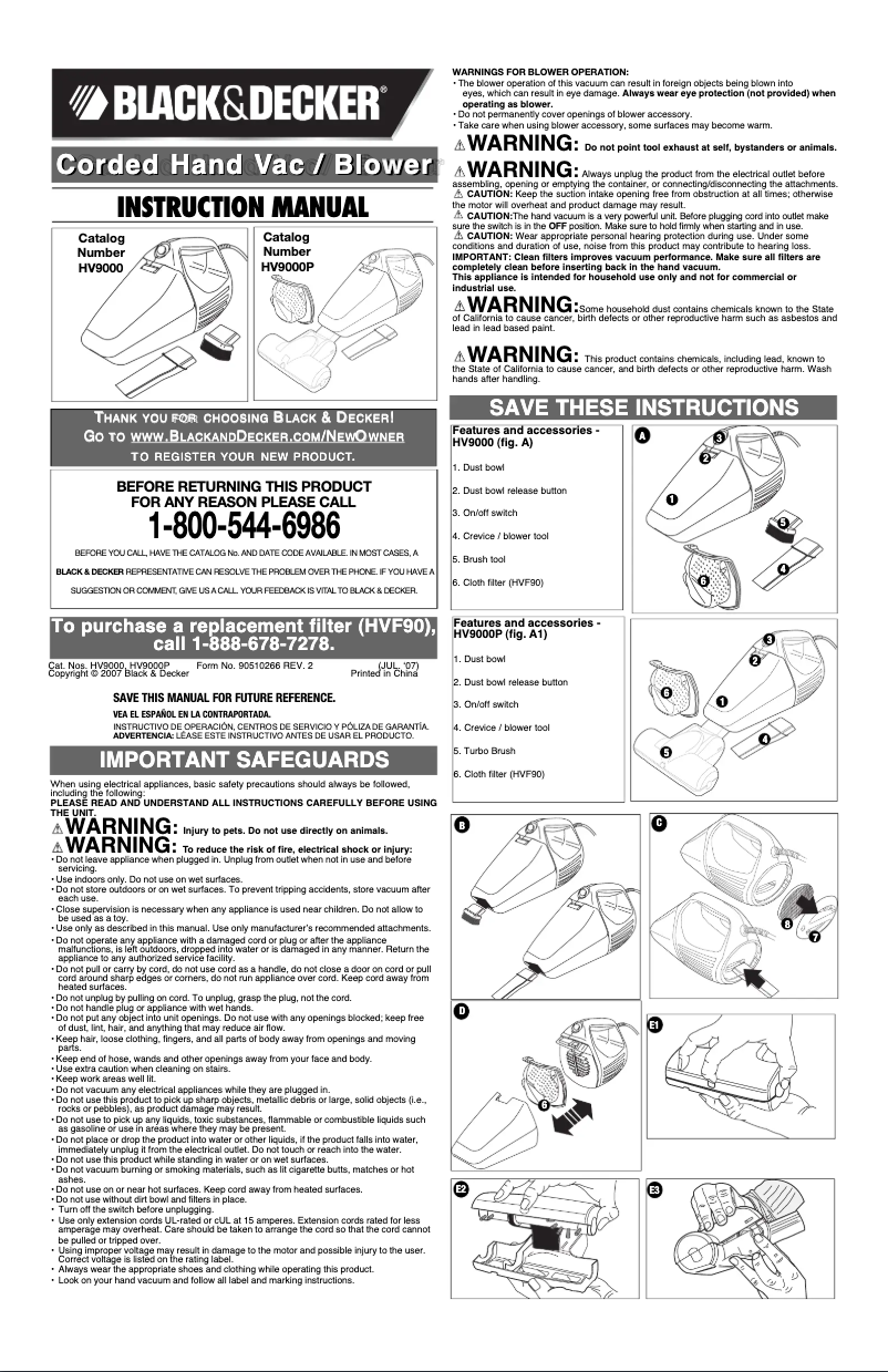 Image de la première page du manuel de l'appareil HV9000