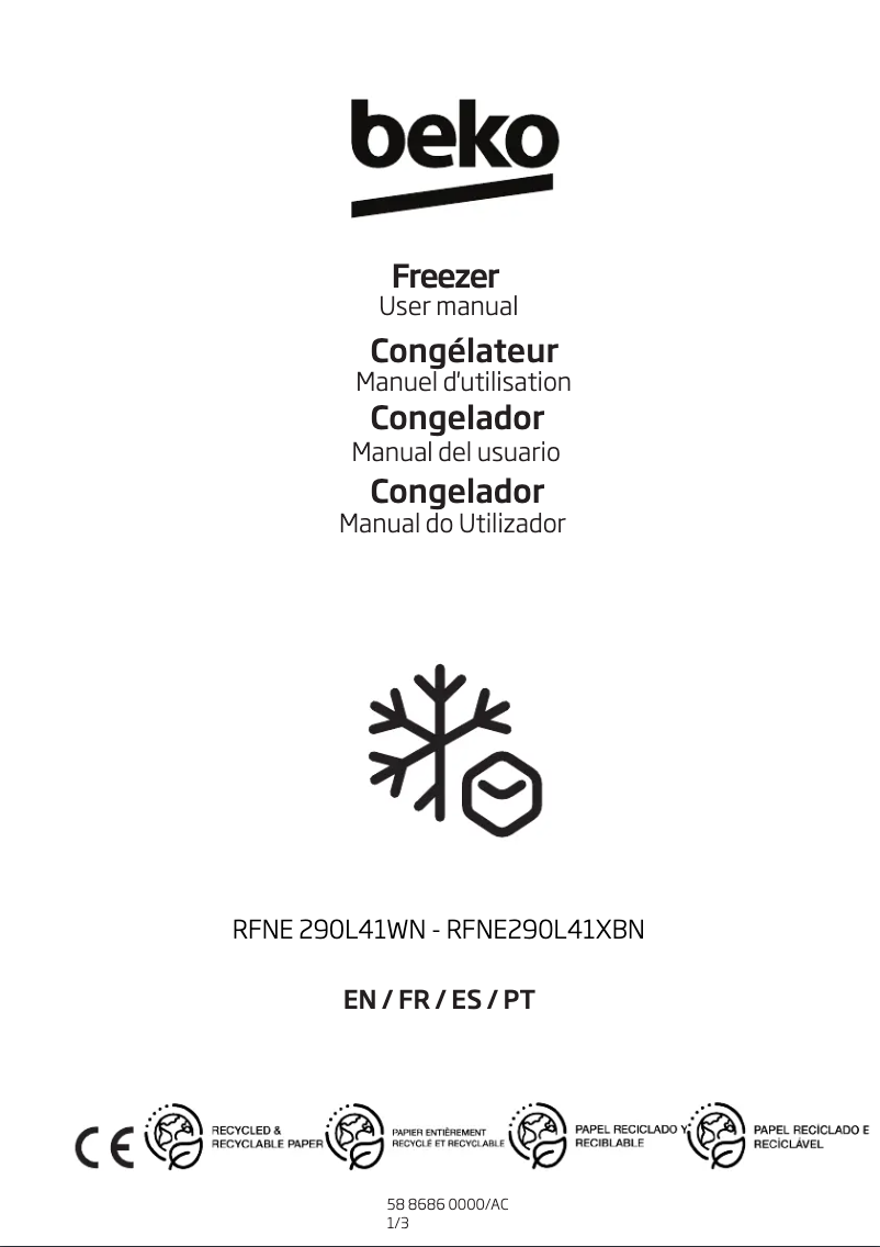 Page n°1 - Manuel utilisateur Beko RFNE290L41WN