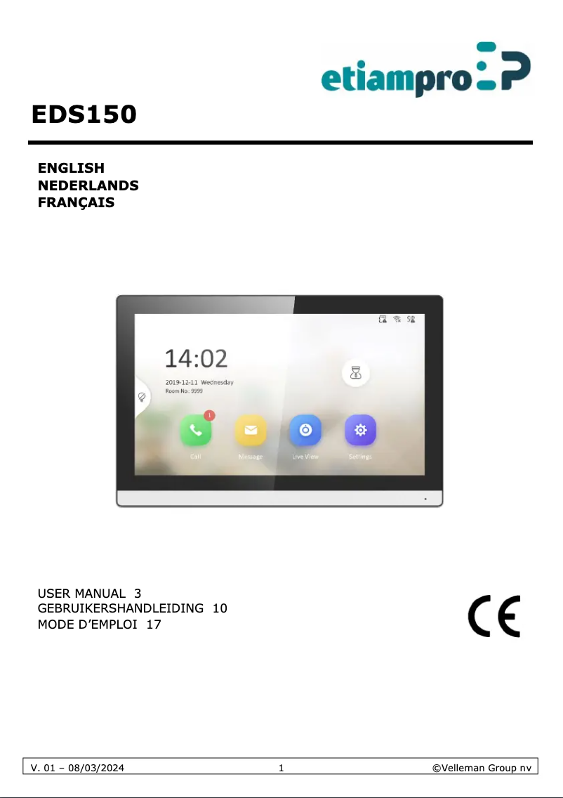 Imagen de la primera página del manual del dispositivo EDS150