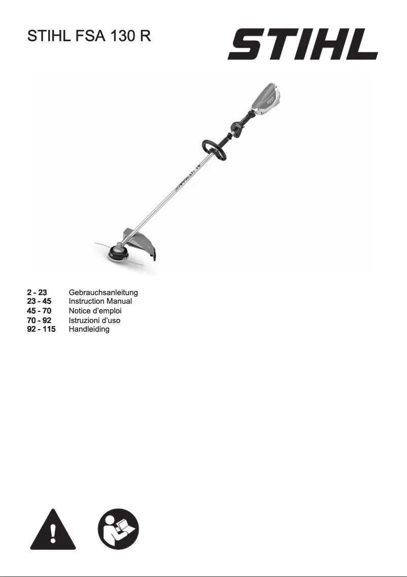 Page 1 de la notice Manuel utilisateur Stihl FSA 130 R
