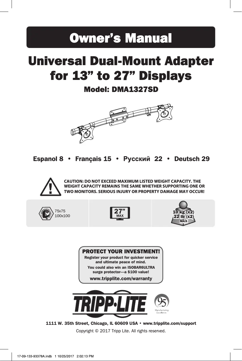 Page 1 de la notice Manuel utilisateur Tripp Lite DMA1327SD