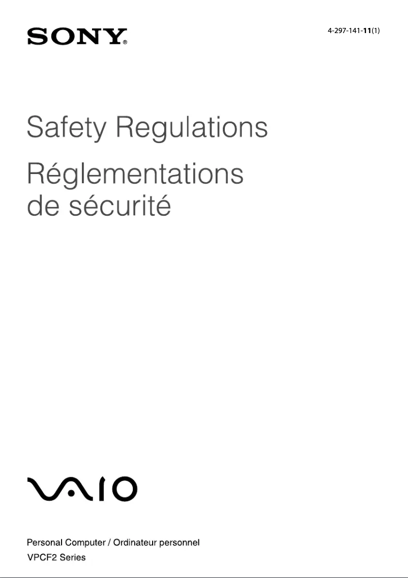 Página 1 del manual Instrucciones de seguridad Sony Vaio VPCF232FX