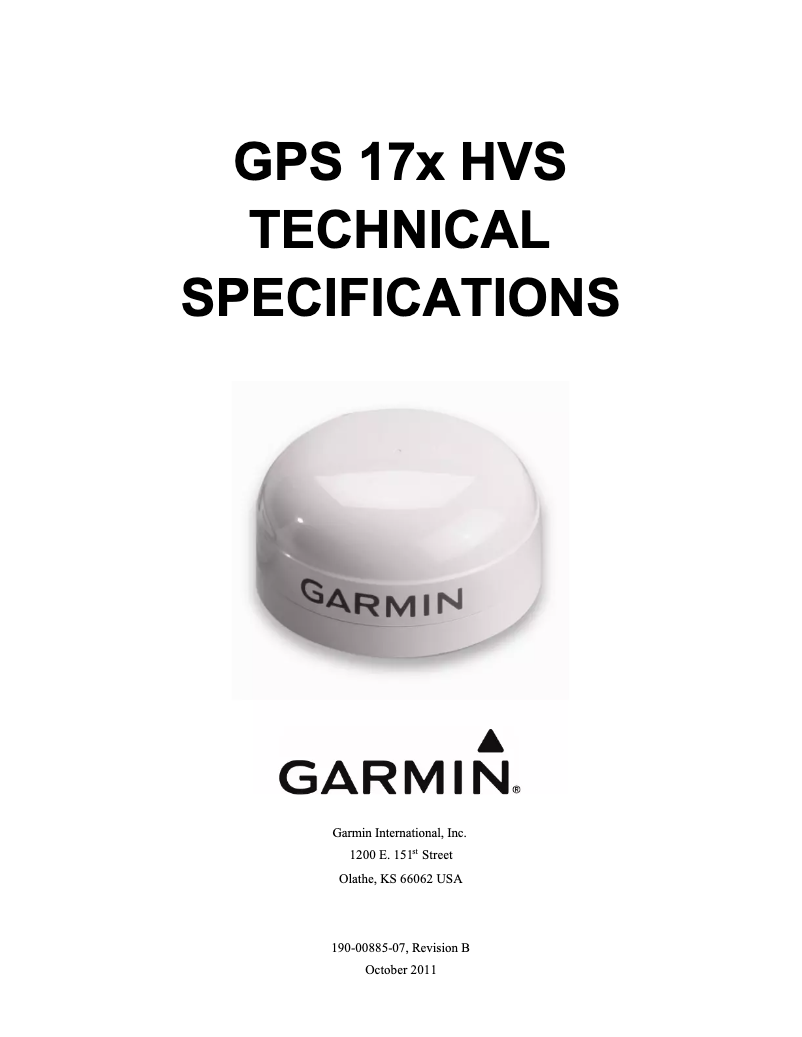 Page n°1 - Fiche technique Garmin GPS 17x HVS