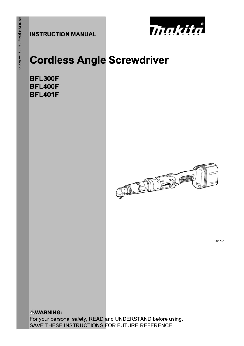 Page n°1 - Manuel utilisateur Makita DFL300FZ